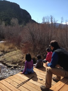 landscape in Montana, Dr. Moon with his daughters