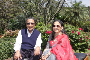 Dr. and Mrs. Chandaria enjoy the garden at their home in Nairobi.