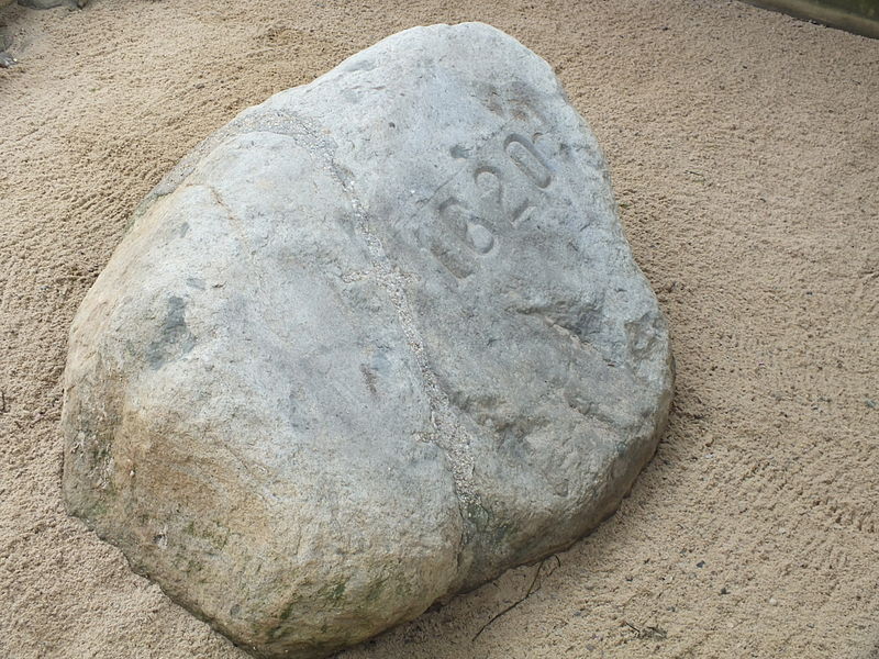 Plymouth Rock is a national monument that memorializes the first steps of the Pilgrims.