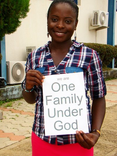 Participant showing support towards the One Family under God campaign.