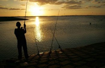 Fishing during sunrise