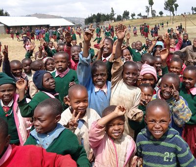 Children from Kikuyu, Kisii, and Kalenjin tribes at the new GPFF-supported school in Molo.