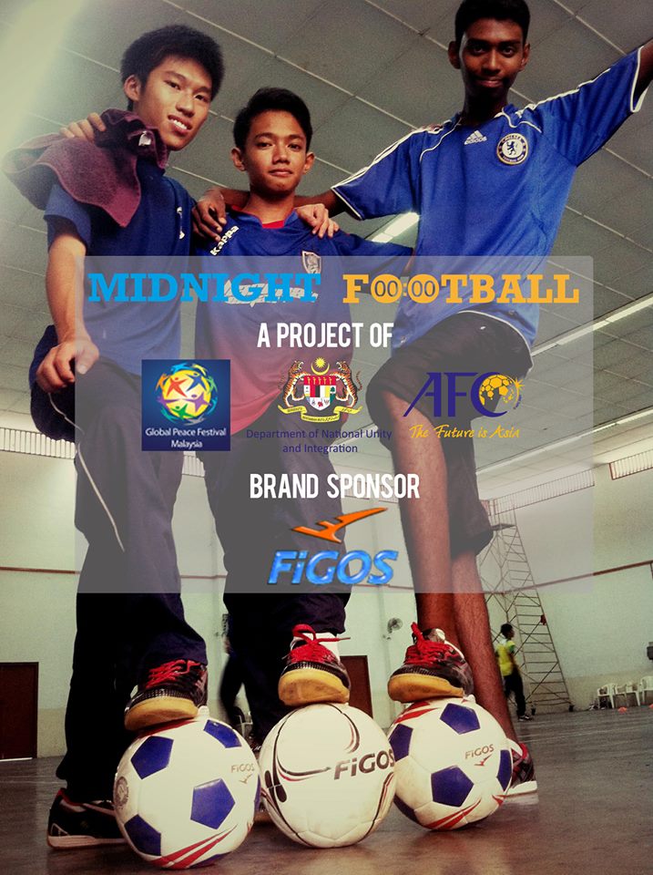 Midnight Football is a joint project of Global Peace Foundation Malaysia, The Malaysian Department of Unity, the Asian Football Confederation, and now, sports brand FIGOS.that empowers at-risk youth with football and life skills.