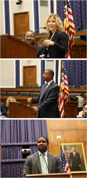 From top: Amy Lazarus, executive director of International Institute for Sustained Dialogue; John W. Franklin, Senior Manager, Office of External Affairs, National Museum of African American History and Culture; and Jason Washington, a former White House Fellow for the Leadership Development, at the Capitol Hill forum. 