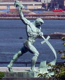 "They shall beat their swords into plowshares, and their spears into pruning hooks: nation shall not lift up sword against nation, neither shall they learn war any more. — Isaiah 2:3-4 This statue was a gift from the Soviet Union to the United Nations in 1959. (credit: Wikicommons)