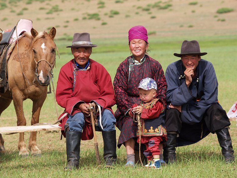 Three generations mongolian-family