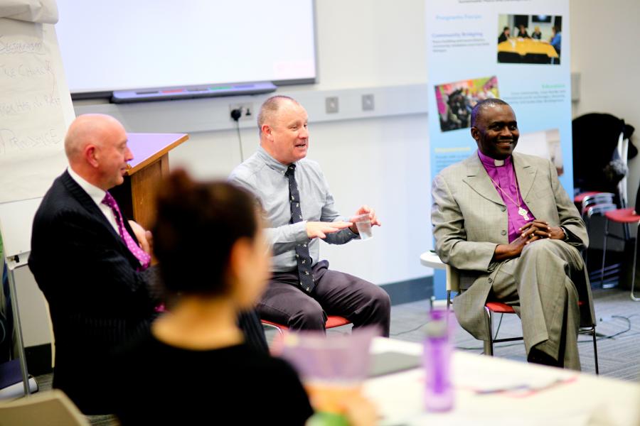 (left to right) Mr. Peter Sheridan, the CEO of Cooperation Ireland, Dr. Garry Mason of the Methodist Church Belfast, Bishop Sunday Onouha Executive Director of the Nigeria Inter-faith Action Association (NIFA). 