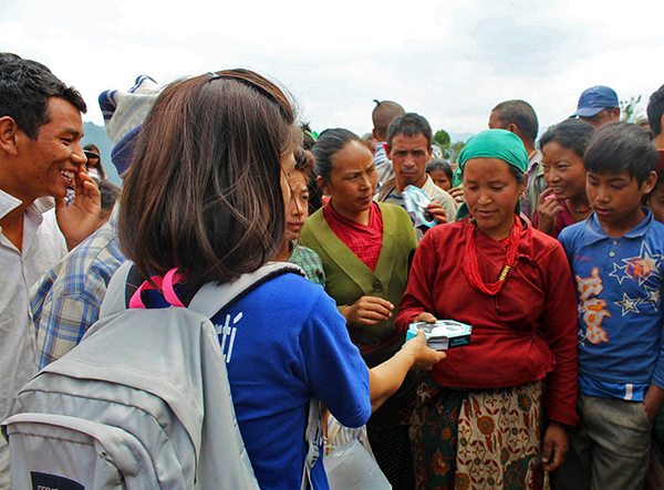 Giving Solar Lanterns to Nepali