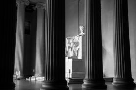 Statue of US President sits in Washington DC's Lincoln Memorial