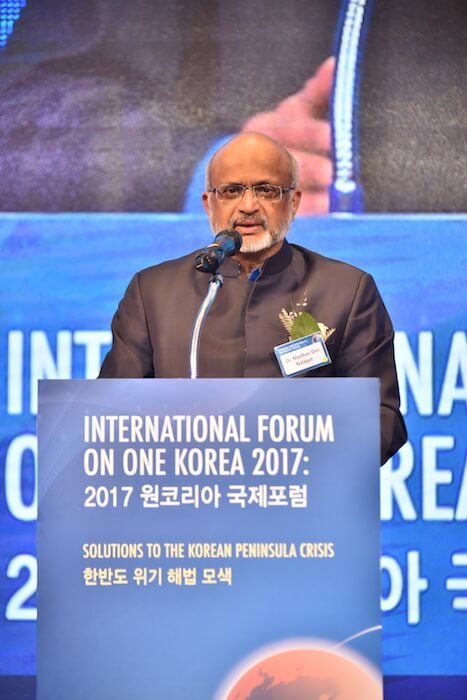 Dr. Madhav Das Nalapat, Director of Geopolitics and International Relations and UNESCO Peace Chair at Manipal University in India, International Forum on One Korea 2017