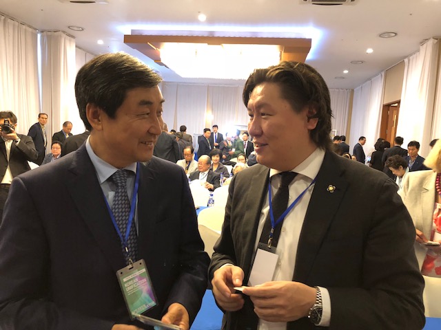 Republic of Korea National Assembly member, Hon. Jong Kul Lee (left) with Mongolian Parliamentarian