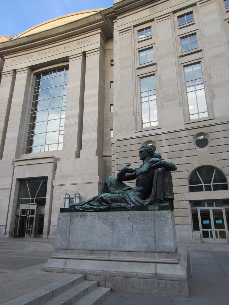 Statue in front of Reagan Building in Washington D.C. 